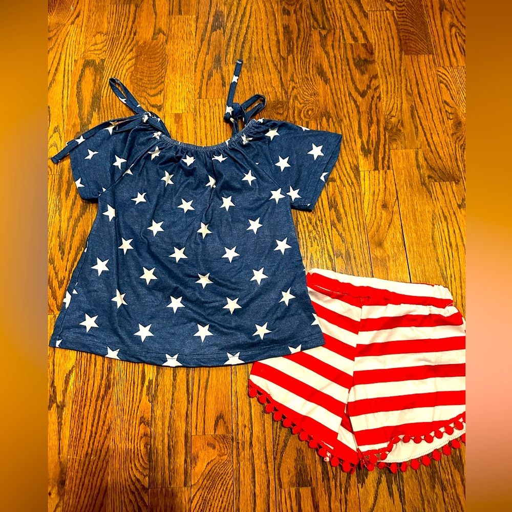 Boutique Patriotic Short Set Girls Size 5/6
